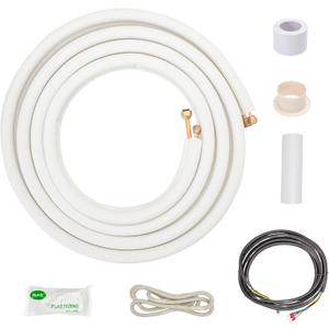 ICOOL 10 Ft. Mini Split Line Set, 1/4" & 3/8" O.D. Twin Copper Pipes, 3/8" Thickened PE Insulated Coil Copper Line for Air Conditioner HVAC Refrigeration and Heating Equipment, with Fittings