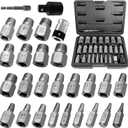 27PCS Screw Extractor Set, Upgrade Bolt Extractor Kit, Easy Out Screw Extractor Set, CR-MO Steel Heavy Duty Hex Head Multi-Spline for Damaged Bolts, Screws and Studs