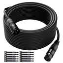 XLR Cable Microphone Cable 50 Feet, Elecan Heavy Duty Balanced XLR Speaker Cable (From 25-200FT) 3-Pin Shielded Male to Female Mic Cord, DMX Stage Lighting Patch Cable for Speaker Systems Mixer+10 Ties