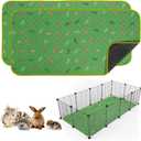Sunheir 2 Pack Washable Guinea Pig Pee Pads, 24" x 48" Waterproof Reusable Guinea Pig Cage Liners, Absorbent Bedding Training Mat for Small Animal Guinea Pigs Rabbit Bunny Hamster - Green