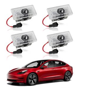 LOWEEY Car Door Lights Logo Projector Compatible with Accessories for Model Y 3 X S, No Fade 4K-HD Puddle Lights Car Welcome Light 3D Laser Ghost Shadow Light (White Logo)