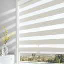 AOSKY Cordless Zebra Blinds for Windows Pull Down Roller Window Shades Dual Layer Light Filtering Privacy for Day and Night, Free-Stop Door Shades for Home Easy to Install Linen Cream 36" W X 72" H