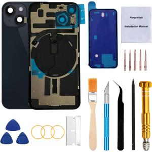 Rear Back Glass Replacement for iPhone 14 6.1-inches with Reparing Toolkit and All Necessary Parts (Midnight Black)