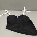 Aleumdr Women's One Piece Swimsuits Tummy Control Bathing Suits V Neck Boho Tie Shoulder Ruched Full Coverage Swimwear (Large, Black)