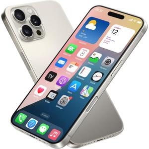 Dummy Fake Phone Model, Looks Like The Real Phone Compatible with Phone 16 PM, for Cell Phone Store Display or Send a Toy Phone for Kids (16ProMax,Natural Titanium,The Screen is Printed with Patterns)