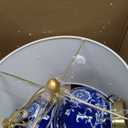 JONATHAN Y 27" Blue/White Ceramic Chinoiserie Table Lamp, Traditional Floral Double Gourd Vase Lamp with White Linen Drum Shade, Brass Gold Base, LED Bulb Included JYL3003A