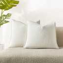 JUSPURBET White Decorative Pillow Covers 20x20 Set of 2 Throw Pillow Covers for Couch Sofa Bed Cozy Boucle Textured Cushion Covers Cases with Hidden Zipper for Living Room Home Decor