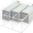 Acrylic Card Display Case, 3 Compartment Clear Visible Trading Card Box Fits for Sports Cards, Game Cards