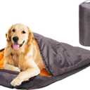 Lifeunion Dog Sleeping Bag with Storage Bag Waterproof Warm Packable Dog Bed for Travel Camping Hiking Backpacking (Grey+Orange)