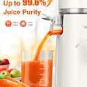 Juicer Machines, 2-in-1 Cold Press Juicer for Juice & Sorbet, suit for Vegetable and Fruit with 5-Inch Wide Chute, Powerful Masticating/High-Yield High Nutrients/Rev Mode/Easier Clean (Off-white)