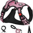 NESTROAD No Pull Dog Harness,Adjustable Oxford Medium Dog Harness with Leash,Reflective No-Choke Pet Vest Harness with Easy Control Soft Handle for Small Medium Large Dogs(M,Pink) (Mneck 13-17" chest 17-25")