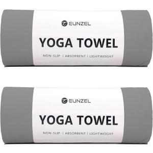 Eunzel 2 Pack Hot Yoga Towel Non Slip Yoga Mat Towel Non-Slip Sweat Absorbent Microfiber Towel for Hot Yoga, Pilates and Workout 72" x 26.5",Dark Grey