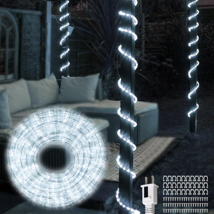 50FT Waterproof LED Rope Lights Outdoor - 450 LED Bright White Connectable, Flexible Tube Lighting for Pool, Patio, Garden, Bedroom & Christmas Party Decor