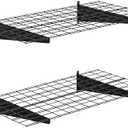 STORKING 2-Pack 2x4ft Garage Wall Shelving, 24"x48" Shelf Storage Rack Floating Shelves Wall Mounted, Heavy Duty Storage Shelves, 800lbs Load Capacity, with 8 Hooks for Garage Organization, Black