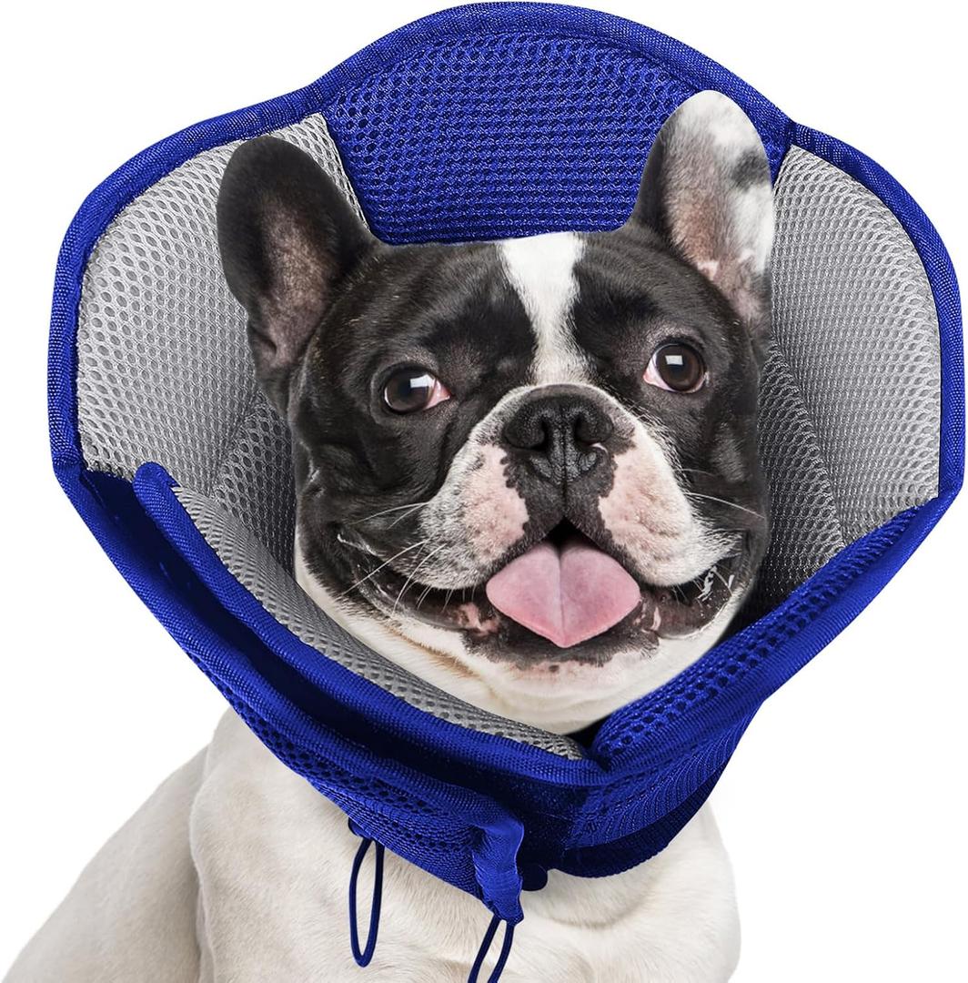 AOFITEE Dog Cone - Soft Cones Dog After Surgery, Comfy Cones for Dogs to Stop Licking, Adjustable Small Dogs Cone Collar for Wound Healing, Elizabethan Pet E-Collar, Blue Small (Blue)