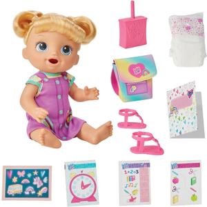 Baby Alive Time for School Baby Doll Set, 12 Inch, Back to School Toys for Girls & Boys, Blonde Hair, Preschool Gifts for Kids, Ages 3+