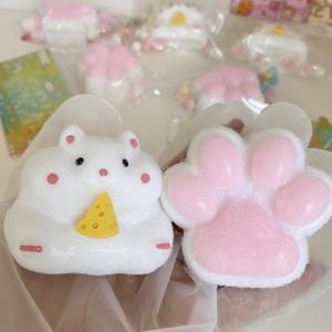 Hamster Squishy Squeeze Toys Bliss Squishy Hamster Cute Soft Cat Paw Squeezebliss 2 Pcs Pinch Family Silicone Squishies Tangcii Fidget Stress Relief Sensory Toys Gifts for Adults Women