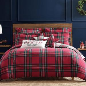 Levtex Home - Spencer Plaid Comforter Set - King Comforter + Two King Pillow Cases - Tartan Plaid - Red, Green, White, Blue, Gold - Comforter (106 x 94in.) and Pillow Case (36 x 20in.) - Cotton