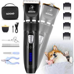 Dog Clippers Grooming Kit and Paw Trimmer,Cordless,Low Noise, Electric Quiet,Rechargeable, Dog Trimmer Grooming, Pet Hair Clippers for Thick Coats,Shaver for Small and Large Dogs Cats(Black)