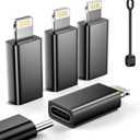 MFi Certified USB C to Lightning Adapter 4-Pack, 27W Fast Charging & Data Sync, Lightning to USB Type C Cable Adapter Compatible with iPhone 14/13/12/Pro/Max, iPad, AirPods, with Anti-Loss Lanyard