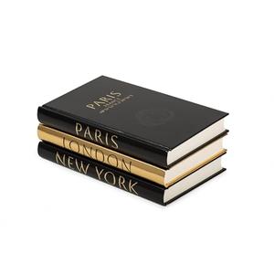 Decorative Books for Home Decor – Decorative Hardcover Display Faux Books for Bookshelf – Black and Gold Foiled Decor Books for Coffee Table – Fashion Designer Books Decor Set of 3 (Black and Gold)