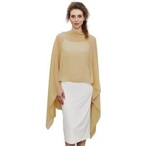 Chiffon Cape Shawl Wrap Scarf 3 Ways to Wear Elegant Sheer Capelet for Evening Dresses Weddings Parties (Mustard Yellow)