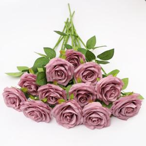 12pcs Artificial Rose Flower Mauve Rose Flower with Long Stem Silk Roses Bouquet for Wedding Bridal Shower Party Home Decoration