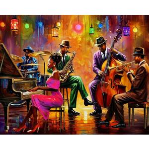 Springbok Neon Notes 1000 Piece Puzzle for Adults - Lively Puzzle of a Jazz Band Performing on Stage