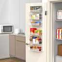 VyGrow 12.3" W Narrow Over the Door Pantry Organizer, 6-Tier Over the Door Organizer with Adjustable Basket, Pantry Door Organization for Pantry Kitchen Storage Room Spice Rack, White