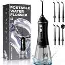Water Flosser for Teeth Cleaning and Flossing, 5 Modes Rechargeable Cordless Oral Irrigator 320ml Water Tank Teeth Cleaner, IPX7 Waterproof Portable Electric Dentel Flossers for Home and Travel,Black