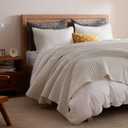 LEAONME Velvet Quilt California King Size 118''x106'', Lightweight White Velvet Comforter Set with 2 Matching Shams, Soft Cross Stitch Bedspread Coverlet, Oversized King Bedding Set for All Season