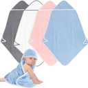 Hooded Towel for Newborn, 4 Pack Soft Coral Fleece Baby Towels, Ultra Absorbent Bath Cloths Bulk for Infants, Toddlers, Newborn Essential- 30 x 30 inch - Multicolor