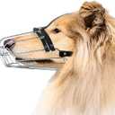 BRONZEDOG Dog Muzzle Wire Basket Metal Mask for Small, Medium and Large Dogs, Breathable, Dog can Drink, Adjustable, Padded, Training, Prevents Biting (Size 8: Greyhound & Collie)