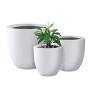 18, 14, 10" Pure White Concrete Round Planters