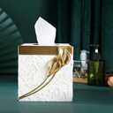 Hymmah Modern Square Tissue Box Cover Holder,Bathroom Accessories Decor Unique Design Tissue Box Cover for Bathroom Vanity Counter Tops Also Great for Bedrooms and Living Rooms