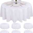 Kesfey 6 Packs White Round Table Cloths 90 Inch White Polyester Circle Bulk Linen Tablecloth Wrinkle Resistant Tablecloths Washable High Density Fabric Tablecovers for Wedding Camping Banquet Parties