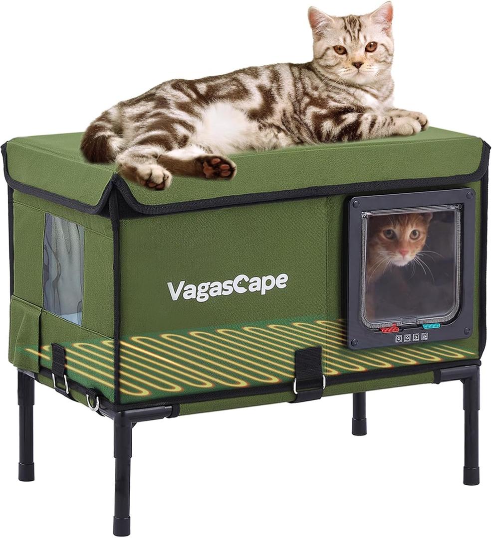 Vagascape Heated Cat House for Outside - Waterproof, Windproof, Easy Assembly, Perfect for Outdoor & Indoor Use