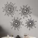 Blulu 4 Pcs Metal Wall Decor Bling Crystal Wall Art Cast Iron Rhinestones Sunburst Decor Starburst Art Hanging Diamond Accents Home Decorative for Living Room Bedroom Entryway(Black)