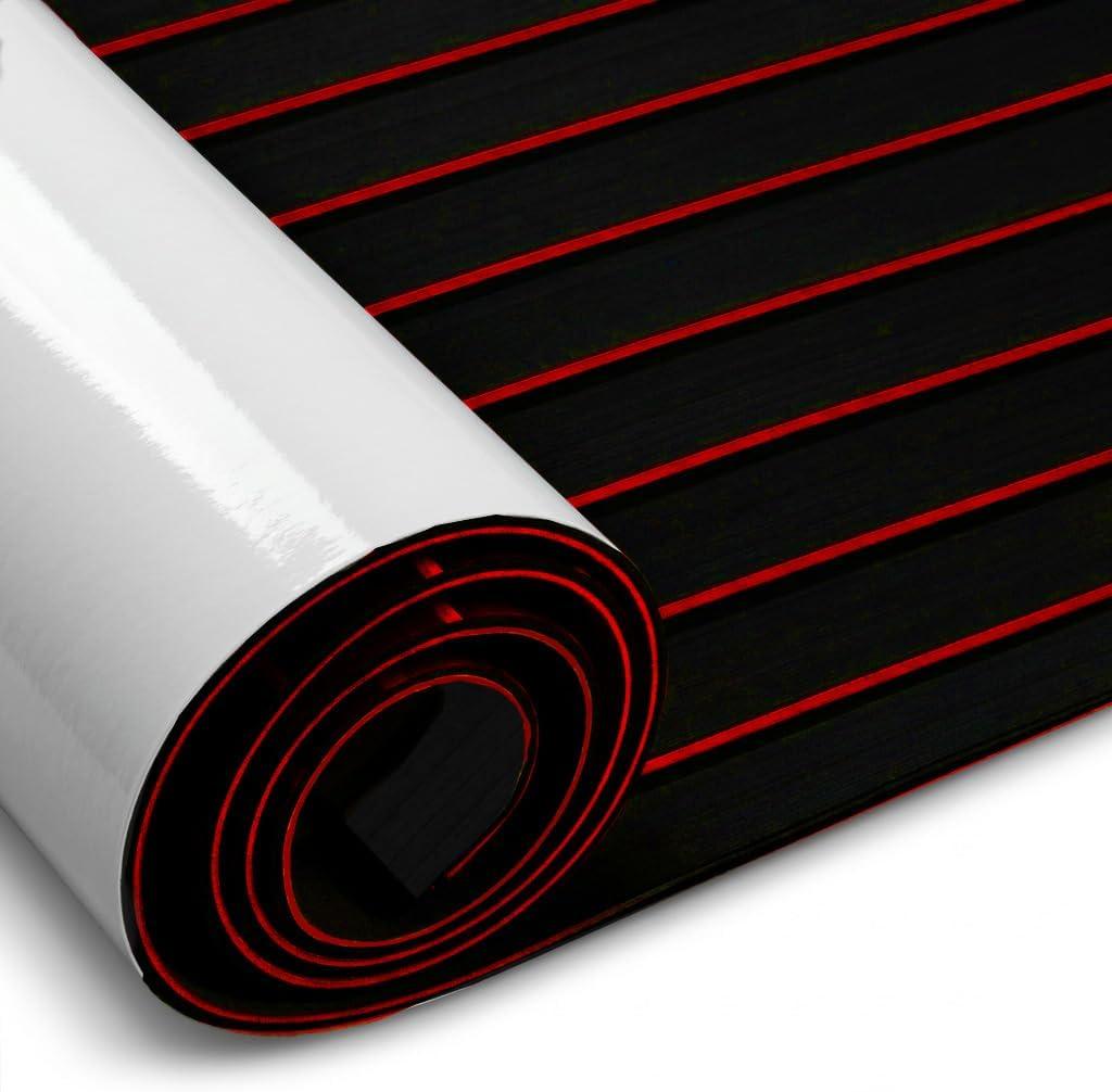 Fullfire EVA Foam Boat Flooring, Faux Teak Marine Boat Decking Sheet with Self-Adhesive Deck Carpet for Bass Boat Jon Boat Pontoon RV Kayak Floor 94" x 47"/35"/15"