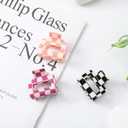 2 Pcs Checkered Rectangle Claw Clips for Women, Y2K Accessories Claw Clips for Thick Hair, Cute Hair Clips for Women and Teens (Pink)