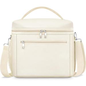 DALINDA Insulated Lunch Bag for Women,Lunch Box Cooler Bag Lightweight Nylon Waterproof Lunch Box LunchBags for Work (Cream,Beige) (Medium-7L)