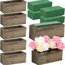 Havawish 10 Sets 10 x 4 x 4 in Wood Rectangular Planter Boxes Bulk Wood Flower Box Centerpiece Vases with Floral Foam Blocks Rustic Flower Pot Indoor Window for Wedding Arrangement