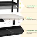 Outdoor Grill Cart Table, Pizza Oven Stand with Casters, Silver, Stainless Steel Flattop - black frame
