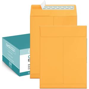 Eupako Catalog Mailing Envelopes 9x12 Brown Envelopes Self Seal 250 Pack for Organizing and Storage