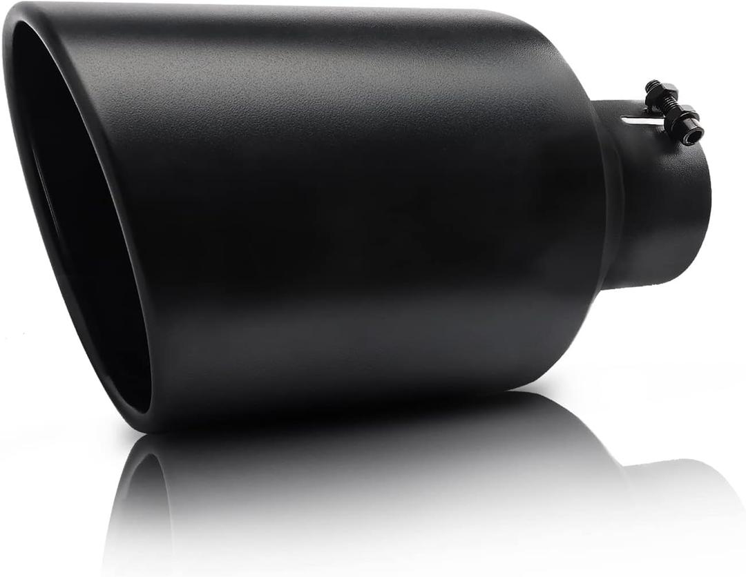 4 to 8 inch Exhaust Tip, MONOKING Diesel Exhaust Tip 4 Inlet Stainless Steel Bolt On Black Tailpipes Tips 4" Inlet 8" Outlet 15" Long