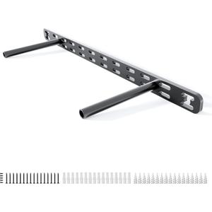 1pc Floating Shelf Bracket Heavy Duty,Decorative Floating Shelf Hardware Hidden Black Metal Fireplace Mantel Brackets (18"X6"X1.0" Without Tools)