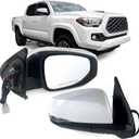 Right Passenger side Mirror Fits 2016-2022 Toyota Tacoma With Power Glass, Heated, Turn Signal Without Blind Spot Detection Match to White Paint Replace TO1321349 (7Pins)