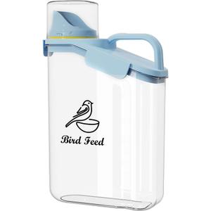 Bird Seed Storage Container Portable-3 Qt/2.8 L Clear Plastic Pet Food Container-with Measuring Cup,Airtight Wild Bird Seed Dispenser for Storing Sunflower Seed|Squirrel proof|BPA Free-Blue