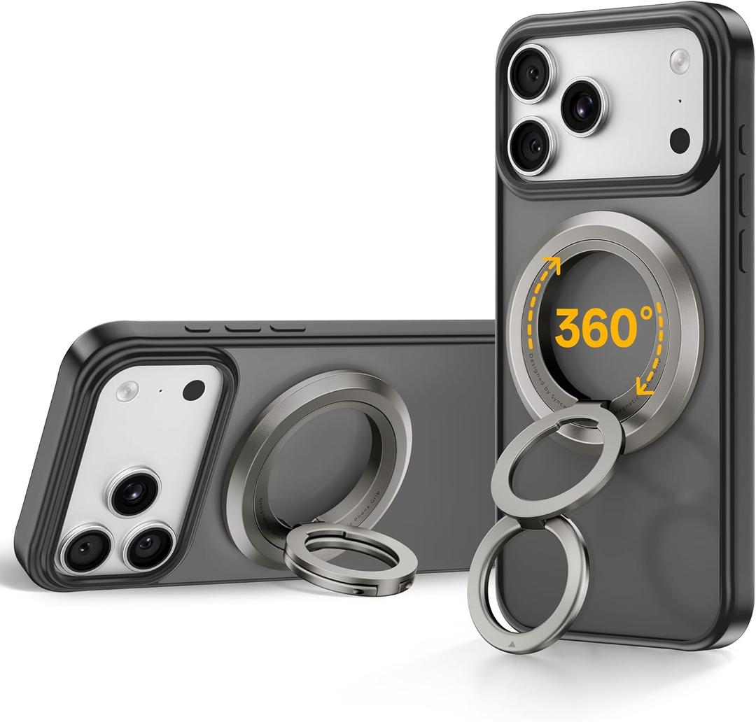 SYNCWIRE for MagSafe Ring Phone Holder, 360 Rotation Magnetic Cell Phone Grip Dual-Sided Magnets Phone Ring Kickstand Compatible with iPhone 17 16 15 14 13 12 Pro Max MagSafe, Android, Samsung etc.