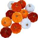 Winlyn 12 Pcs Assorted Small Harvest Faux Velvet Pumpkins Decorative Fabric Foam Pumpkins in Rust Orange White for Fall Wedding Halloween Thanksgiving Table Centerpiece Mantel Farmhouse Dcor